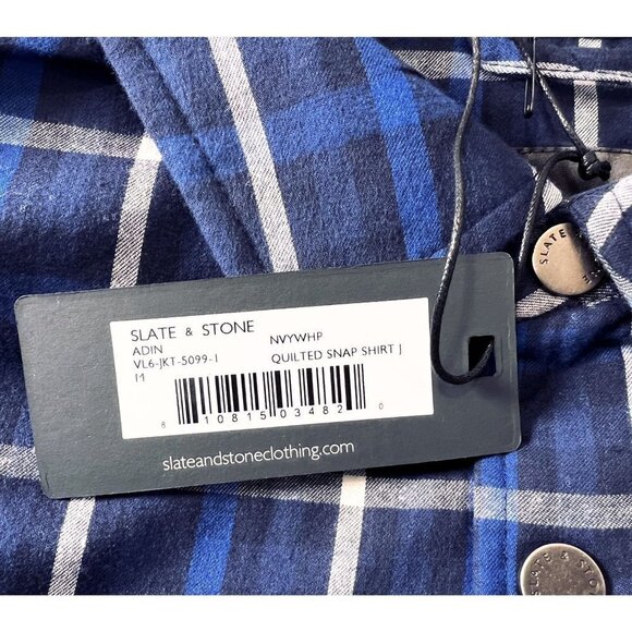Slate & Stone Mens Blue Plaid Quilted Lightweight Snap Shirt Jacket Sz M New - Picture 6 of 9